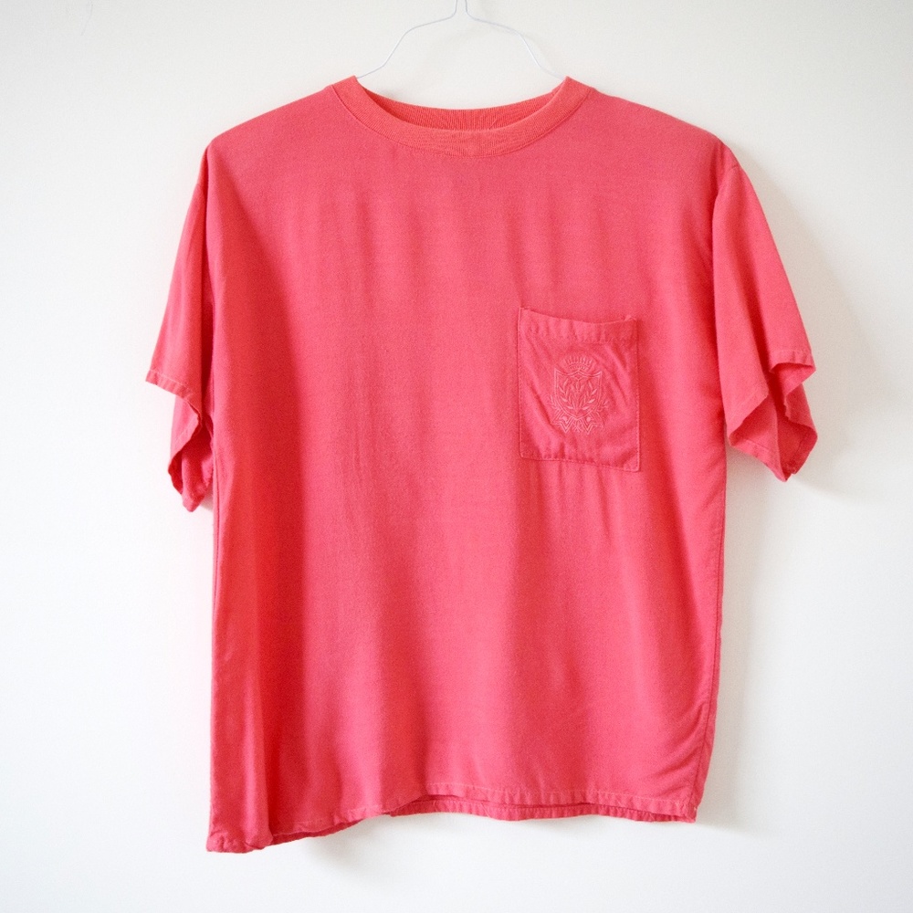 90's Vintage Emblem Crest Pocket T-shirt | Size L